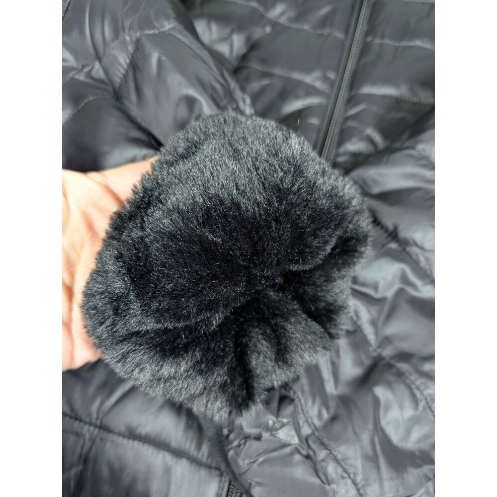 Andrew Marc Black Puffer Jacket Faux Fur Lined Hooded Coat Size L - Picture 2 of 11